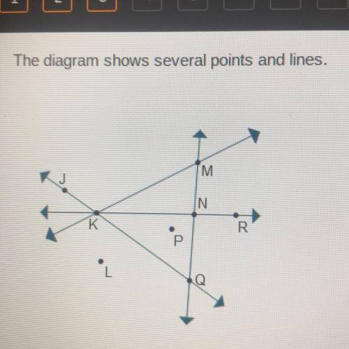 The diagram shows several points and lines which statements are true based on the diagram select two