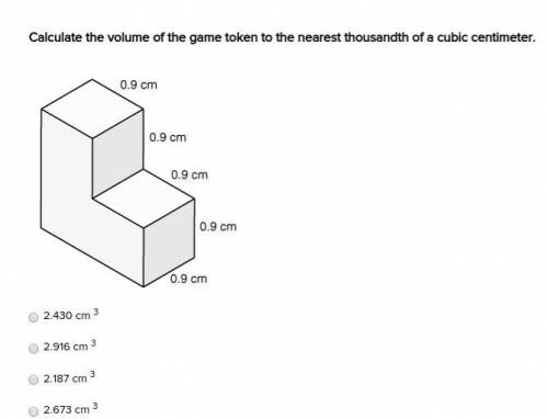 Calculate the volume of the game token to the nearest thousandth of a cubic centimeter. a.2.430 cm 3
