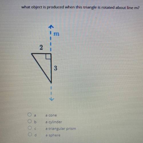 What object is produced when this triangle is rotated about line m?