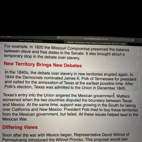 Call might location play a part in whether New Mexico and California became slave of free states? pi