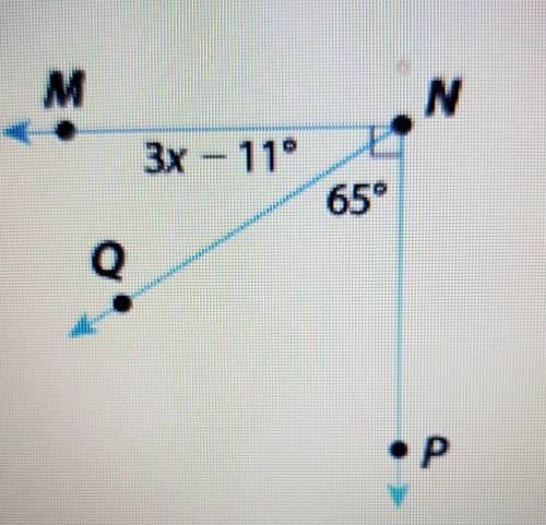 Find the value of x and the measure of MNQ.The value of x is _____° and the measurement of MNQ is __