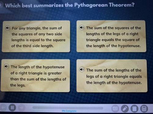 Which best summarizes the Pythagorean Theorem?