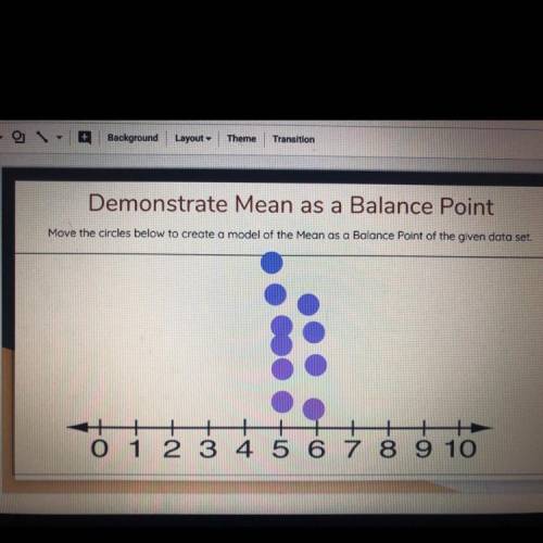 Explain Mean as a Balance Point On the previous slide you modeled the mean as a balance point of the