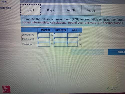 Required: 1. Compute the return on investment (ROI) for each division using the formula stated in te