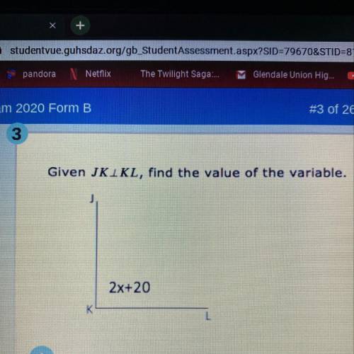 Given JKIKL, find the value of the variable. с шігін ІНЕ 2x+20 ННА у о | П
