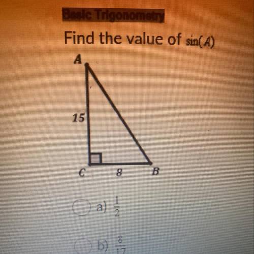 Find the value of sin( A)