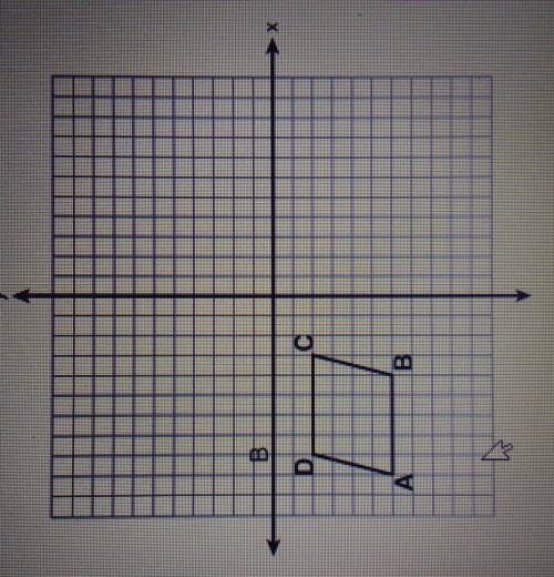 Quadrilateral ABCD is graphed on a coordinate plane with the vertices A(-9,-6), B(4,-6), C(-3,-2), a
