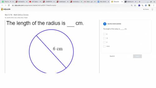 The length of the radius is ____ cm.