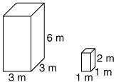 Pleas help :) How many times larger is the surface area of the larger prism compared to the surface