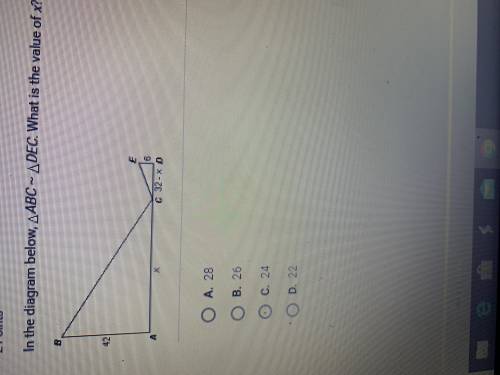 In the diagram below triangle ABC is equivalent triangle DEZ what is the value of X?