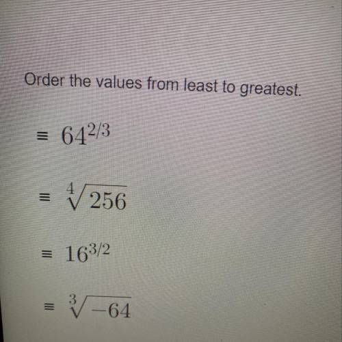 Order the values from least to greatest