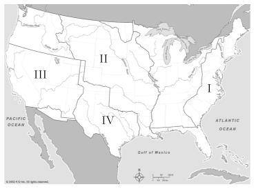 What does area III on the map indicate? A. Mexican Cession B. Northwest Territory C. Oregon Country