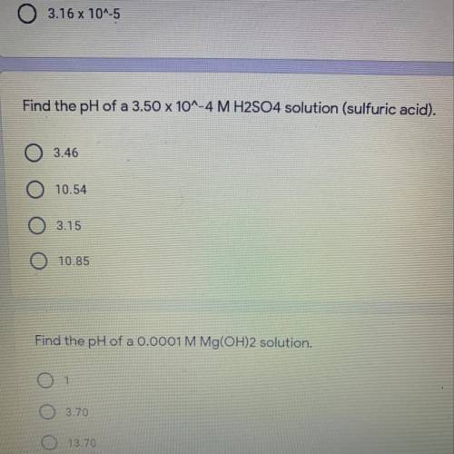 Find the pH of a 3.50 x 10^-4 M H2SO4 solution (sulfuric acid).