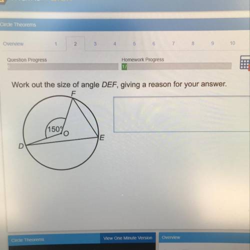 Work out the size of angle DEF, giving a reason for your answer.