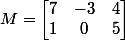 The dimensions of the following matrix M are 2 x 3. True False