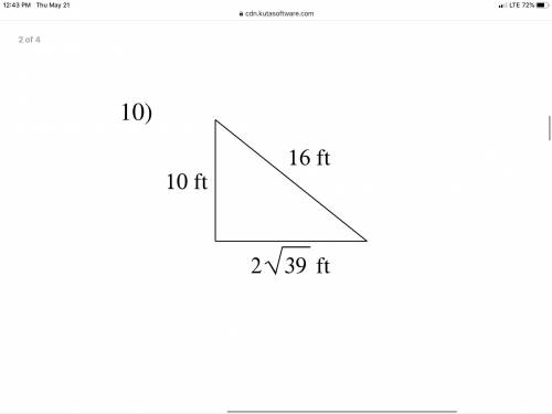 STATE IF THE TRIANGLE IS A RIGHT TRIANGLE (PLZ SHOW WORK I NEED HELP) I WILL MARK BRAINLIEST