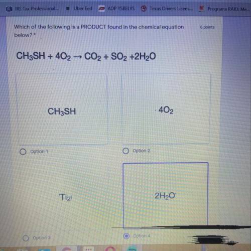 Which of the following is a product found in the chemical equation below?
