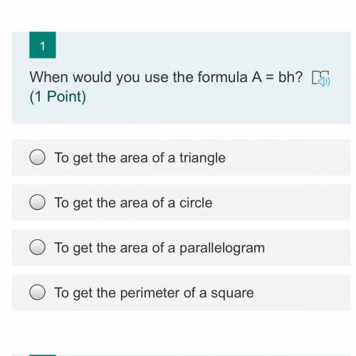 When would you use the formula A= bh?
