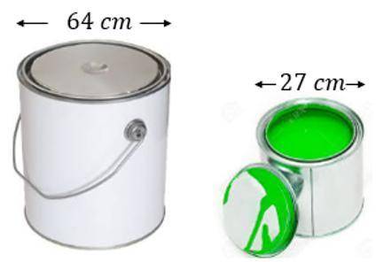 Two paint cans are similar right cylinder as shown below. If the volume of the larger paint can is