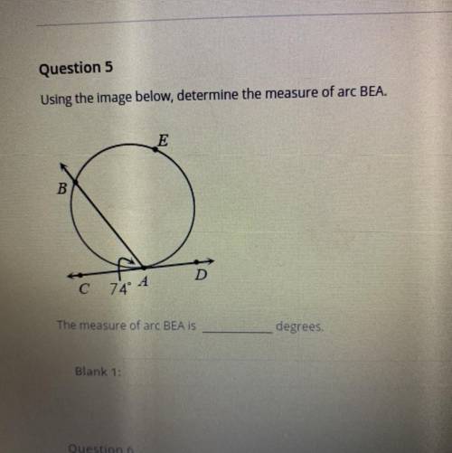 Using the image below, determine the measure of arc BEA.