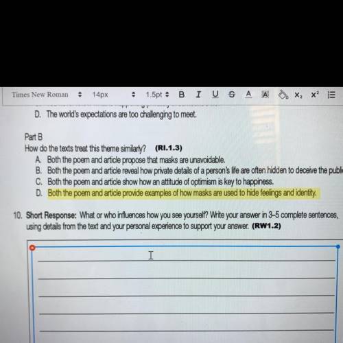 #10. What or who influences how you see yourself? Write your answer in 3-5 complete sentences, usin