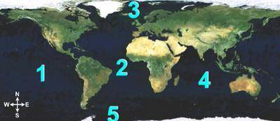 PLEASE HELP WILL GIVE BRAINLIEST! Which number on the map represents the Atlantic Ocean? A)