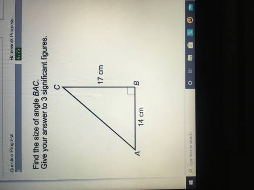 Find the size of angle BAC  Give your answer to 3 significant figures