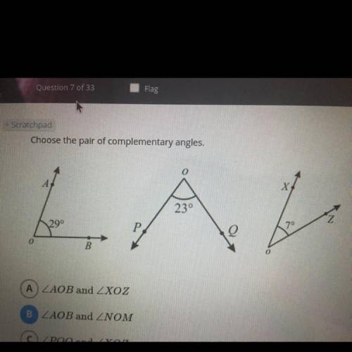Choose the pair of complementary angles .