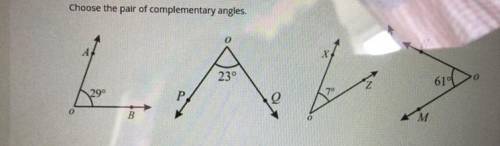 Choose the pair of complementary angles