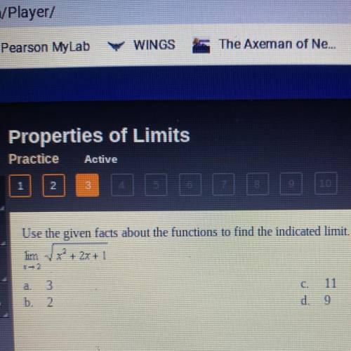 Use the given facts about the functions to find the indicated limit (pic included)