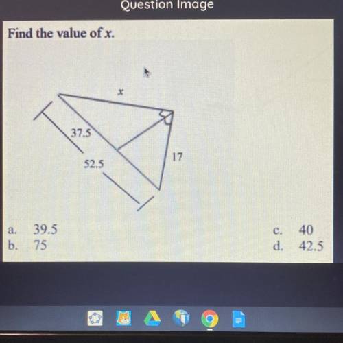 What’s the value of x using the picture attached?