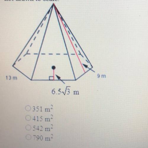 PLS HELP NEED TO PASS TEST :))))) Find the surface area of the regular pyramid shown to the nearest