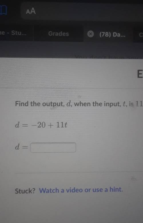 Find the output y, when the input T, is 11