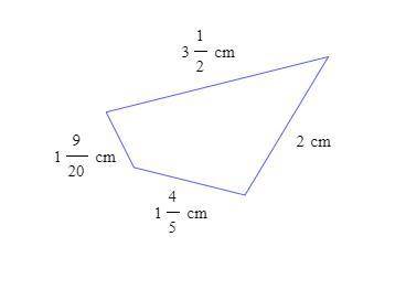 Find the perimeter of the following quadrilateral. Write your answer as a mixed number in simplest