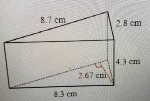Please find the volume of the trinagluar prism (to not round ur answer) Please help middle school m