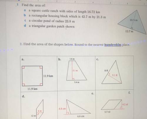 Find the area in both questions if possible  High school geometry