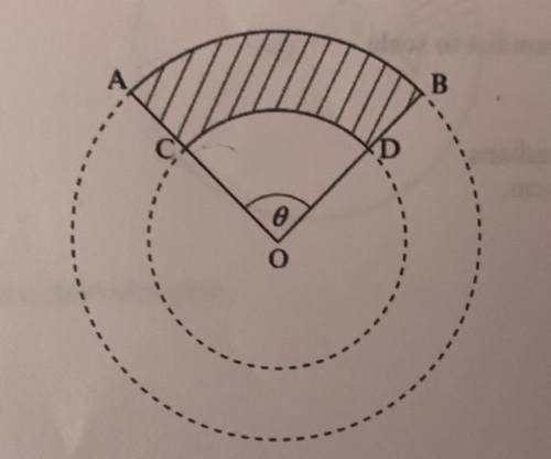 The diagram below shows two circles which have the same centre O and radii 16 cm and 10 cm respecti