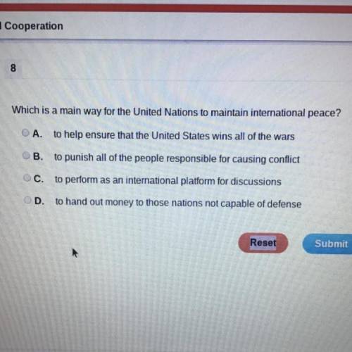 Which is a main way for the United Nations to maintain international peace?