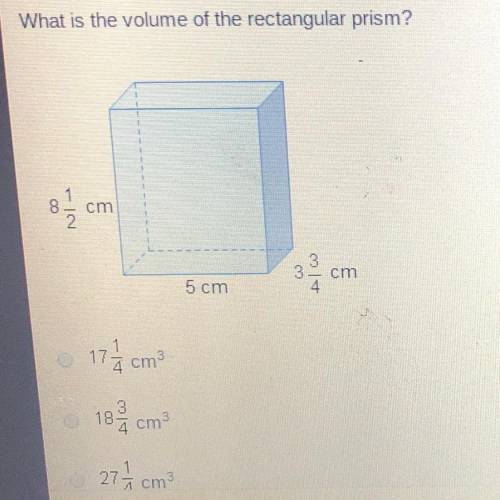 What is the volume of the rectangular prism? Vx cm cm 5 cm A 17 14 cm 183 cm 27 7 2 cm²
