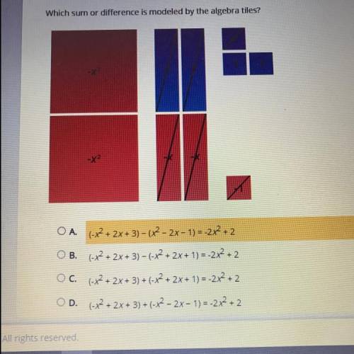 What is the sum of the algebra tiles