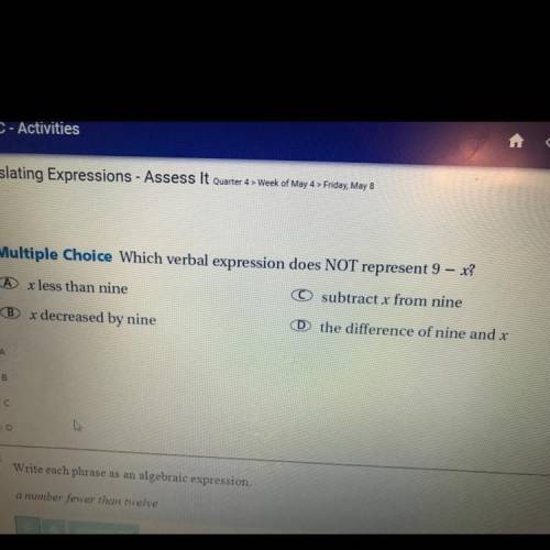 Which verbal expression does not represent 9-x