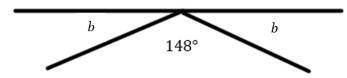 Which equation represents the relationship between the angles in this figure?

148+b=90
148+b=180