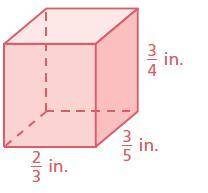 Find the volume of the prism.
The volume is 
cubic inches.