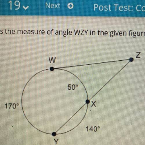 What is the measure of angle WZY in the given figure?