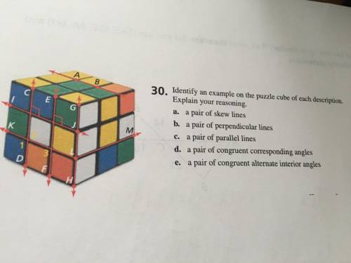 Identify an example on the puzzle cube of each description. Explain your reasoning.