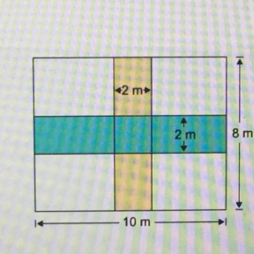 A rectangular park has 2 paths of width 2m running across it. What is the total area covered by the