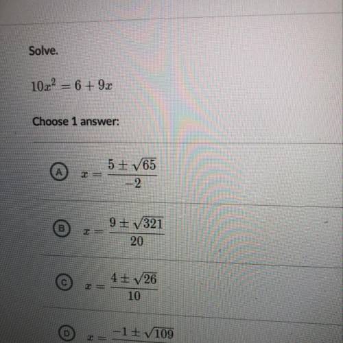 Solve 10x^2=6+9x
Help please