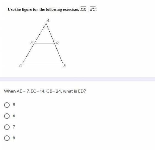 When AE = 7, EC= 14, CB= 24, what is ED?