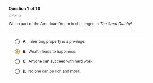 Which part of the aerican dream is challenge in the great gatsby