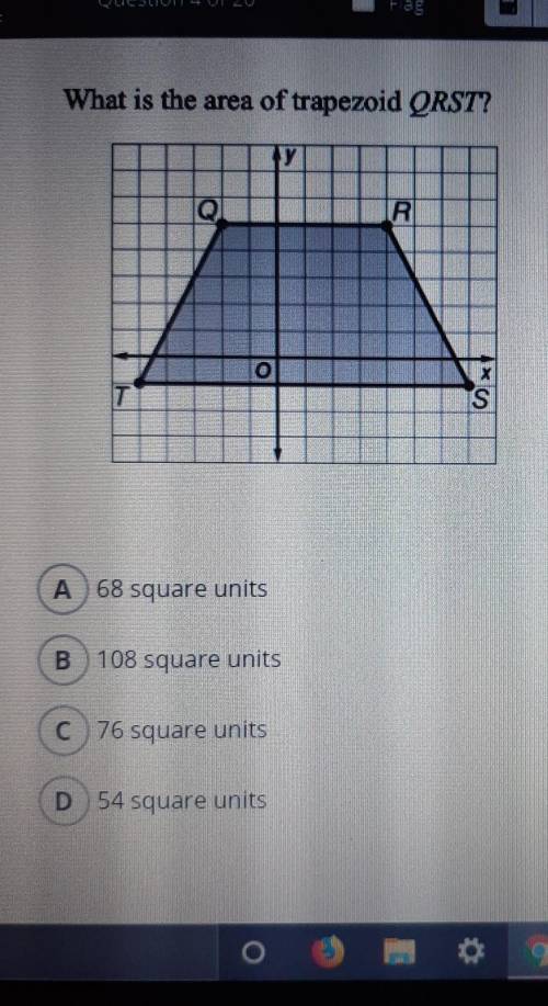 What is the area of trapezoid QRST?